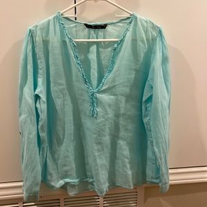 Zara long sleeve light blue casual blouse